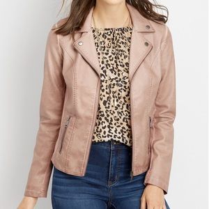 NWOT Maurice’s Mauve Faux Leather Moto Jacket